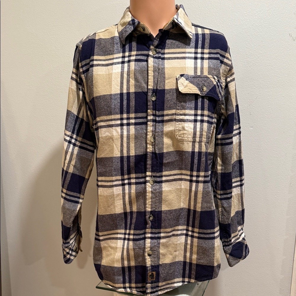 Legendary Whitetails Men's Blue cream Flannel Plaid shirt.